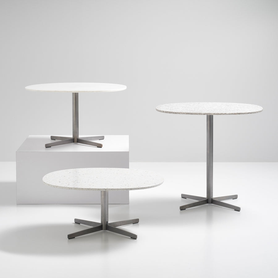 The different heights of ecoBirdy's Frost Table Design, including the Bistro Table of H74.