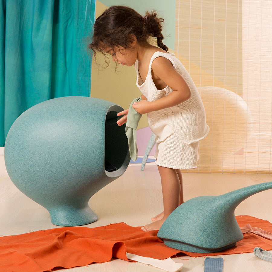 Kiwi Container Paua designed by ecoBirdy has a beautiful blue green colour and is the perfect animal shaped toy storage bin or box for kids and an eye-catcher at once