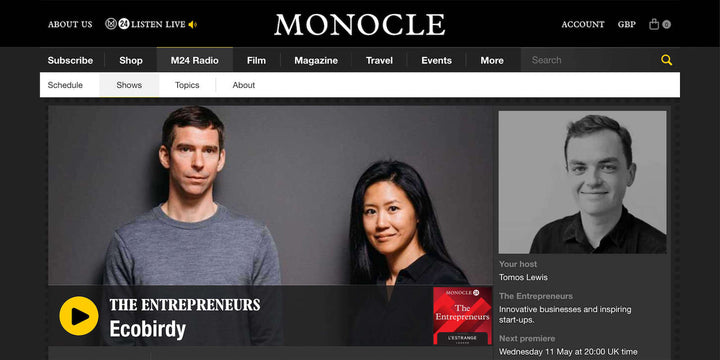 Monocle Tomos Lewis interviews ecoBirdy about the design story of Charlie Chair 